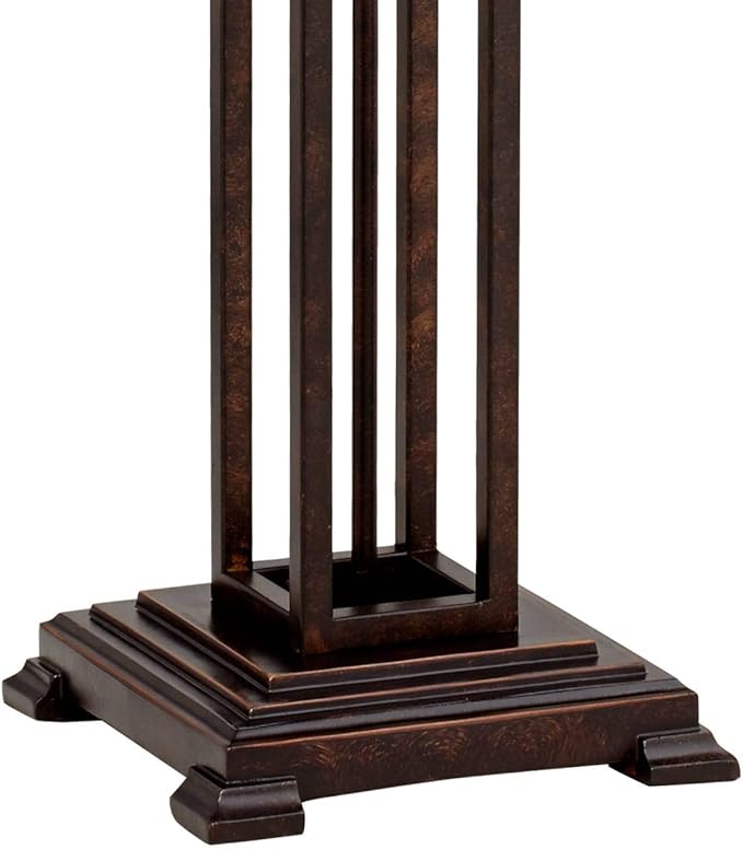 Robert Louis Tiffany Mission Southwest Tiffany Style Standing Floor Lamp with Night Light Art Deco 60.5" Tall Oiled Bronze Copper Stained Glass Shade Decor for Living Room Reading House Bedroom