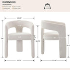 White Chenille Dining Chairs Set of 4, Modern Barrel Dining Room Chairs Upholstered Accent Chair with Arms and Round Back for Living Room Kitchen Armchair No Assembly Needed