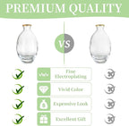 Glass Bud Vase for Centerpieces: 12Pcs Glasseam Gold Rim Mini Small Vases for Flowers Bulk Flower Vase Set Aesthetic Cute Handmade Tiny Short Wedding Table Centerpiece Decor