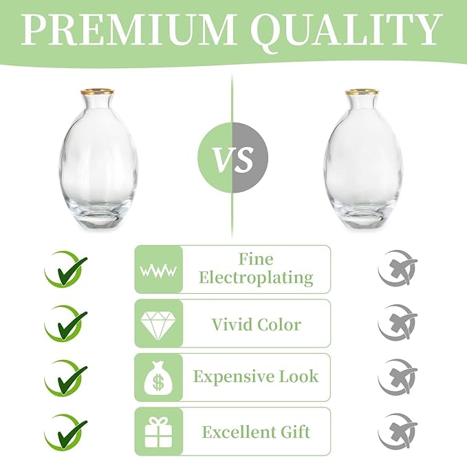 Bud Vases 3Pcs/Set Small Vases Handmade Cute Gold Rim Small Vases for Flowers Centerpieces Glass Vases Mini Vase Home Decor Centerpieces, Events Table Decor