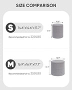 B FSOBEIIALEO Ottoman with Stroage, Round Sherpa Storage Ottoman Stool, Boucle Foot Rest 14.6"x14.6"x17.7"（Grey