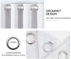MIULEE Linen Texture Curtains for Bedroom Solid 100% Blackout Thermal Insulated Grayish White Curtains Grommet Room Darkening Curtains/Drapes Decor for Living Room 52x120 Inch (2 Panels)
