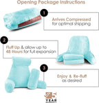Nestl Reading Pillow Large Bed Pillow, Back Pillow for Sitting in Bed Shredded Memory Foam Chair Pillow, Reading & Bed Rest Pillows Light Blue Back Pillow for Bed, Bed Chair Arm Pillow with Pockets