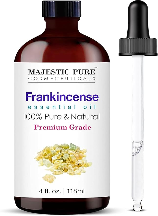 Majestic Pure Frankincense Essential Oil with Glass Dropper - Huge 4 Fl Oz - 100% Pure and Natural Frankincense Oil - Premium Grade Essential Oils for Diffuser, Aromatherapy, Soap and Candle Making