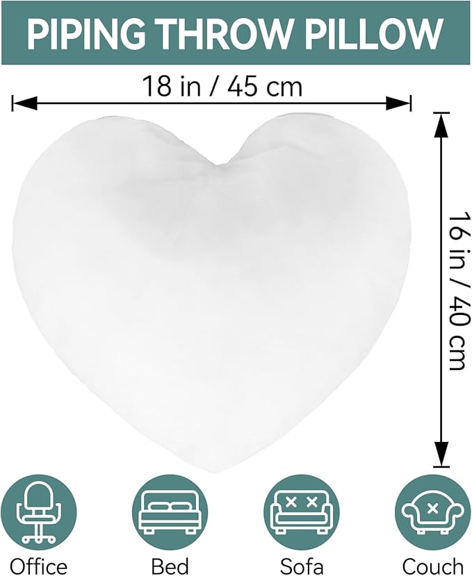 Throw Pillow Inserts, Heart Pillow Insert for Mother's Day, Lightweight Soft Fillers for Sofa, Bed, and Home Décor, Outdoor Pillow Insert