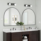 BEAUTYPEAK 31"x32" Arch Bathroom Mirror, Wall Mounted Vanity Metal Frame Mirror for Bedroom, Entryway, Living Room, Black