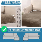 H.VERSAILTEX Velvet Stretch Sectional Couch Covers 4 Pieces Sofa Seat Cushion Covers L Shape Separate Couch Cover for Both Left/Right Sectional Couch (Large Sofa 3 Seater + 1 Chaise, Mocha)