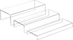 Rectangular Acrylic Display Risers Stands 3pcs, Dessert Table Display Rack, Clear Display Shelf for Funko Pop, Collectibles, Retails, Shoes, Glasses, Plants, Home Decors, Perfume - 12-1'', 2'', 3''