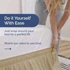 Wrap Around Dust Ruffle Bed Skirt - Beige - Twin/Twin XL Size Beds with 21 Inch Drop - Easy Fit Elastic Strap - Adjustable Pleated Bedskirt w/Brushed Fabric - Wrinkle Free - Women, Men, Kids & Teens