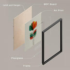 SIGNWIN Framed Mid-Century Modern Retro Botanical Flower Garden Wall Art, Set of 4 Abstract Geometric Wall Decor Prints, Nature Wilderness Wall Décor for Living Room, Bedroom - 11"x14" Black