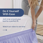 Wrap Around Dust Ruffle Bed Skirt - Lavender - for King Size Beds with 18 Inch Drop - Easy Fit Elastic Strap - Adjustable Pleated Bedskirt w/Brushed Fabric Wrinkle Free - for Women, Men, Kids & Teens