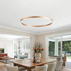 MADEM Room Decor Modern LED Chandelier 1-Ring Circular Dimmable Pendant Light Flush Mount Pendant Lighting for Living Room Dining Room, Bedroom, 31.5'' x 1.38'', 3000K-6000K, Gold