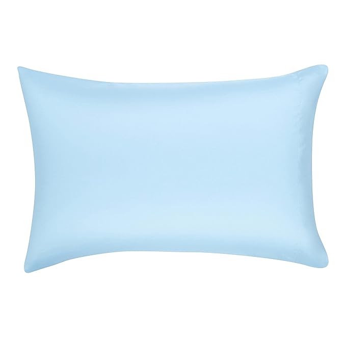 Amazon Basics Full/Queen Comforter Set with Sheets, 7-Piece Blue Stripe Bedding, Lightweight Microfiber Bed-in-a-Bag, Striped