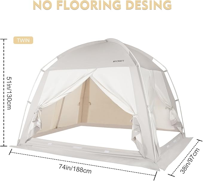 Bed Tents Canopy Bed–Privacy Dream Tent for Cozy Indoor Sleeping, Light-Reducing,and Breathable, with 4 Doors Floor Tent Bed–Available in Twin, Full, and Queen Sizes