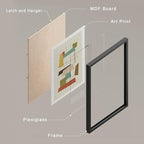 SIGNWIN Framed Mid-Century Modern 1960s Vintage Nordic Polygons Wall Art, Set of 4 Abstract Geometric Wall Decor Prints, Nature Wilderness Wall Décor for Living Room, Bedroom - 11"x14" Black