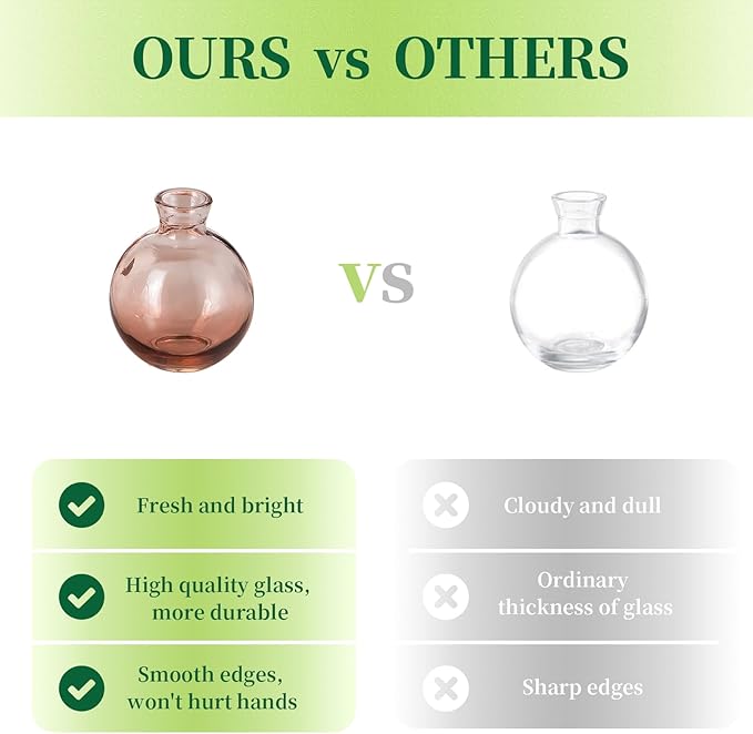 Hewory Glass Bud Vases for Centerpieces: Set of 12 Cute Pink Small Vases Handmade, Mini Flower Vase for Floral Arrangement, Tiny Decorations for Home Office Wedding Reception Party Events Table Decor