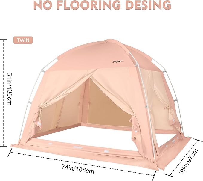 Bed Tents Canopy Bed–Privacy Dream Tent for Cozy Indoor Sleeping, Light-Reducing,and Breathable, with 4 Doors Floor Tent Bed–Available in Twin, Full, and Queen Sizes