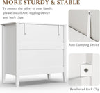 Large White 3 Drawer Dresser, Painted 30 Inch Tall Wood Nightstand with Storage, Wide Modern Chest of Drawers with Ball Bearing Slide for Bedroom Hallway Living Room Entryway Office