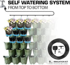 Worth Garden 36 Pockets Self Watering Vertical Planters Indoor Outdoor Living Wall Mounted - 9' Automatic Dripping Irrigation System Hose Kit Stackable Plastic Pot Herb Plants Home Balcony Decoration