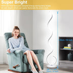Spiral LED Floor Lamp, 40W Dimmable Floor Lamps for Living Room with Remote Control, Stepless Adjustable Colors & Brightness Standing Lamp Reading Corner Floor Lamp for Bedroom, Office -White