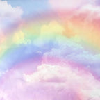 HVEST Rainbow Cloud Tapestry, Polyester Wall Art, Rainbow and Pink Cloud with Glow Sunshine in Pastel Sky, Aesthetic Nature Landscape, Bedroom Living Room Decor, 60x40 Inches