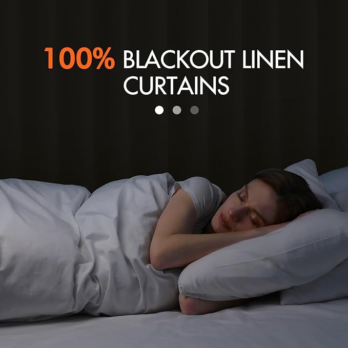 MIULEE 100% Blackout Curtains 120 Inch Long 2 Panels Set for Bedroom, Thick Luxury Faux Linen Black Out Curtain Room Darkening Back Tab Pleat Window Textured Drapes with Hooks for Living Room, Beige