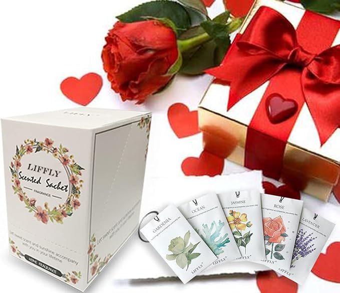 14 Packs Scented Sachets for Drawers and Closets Lavender, Rose, Jasmine, Ocean, Vanilla, Sandalwood, Gardenia 7 Scent (Lavender)