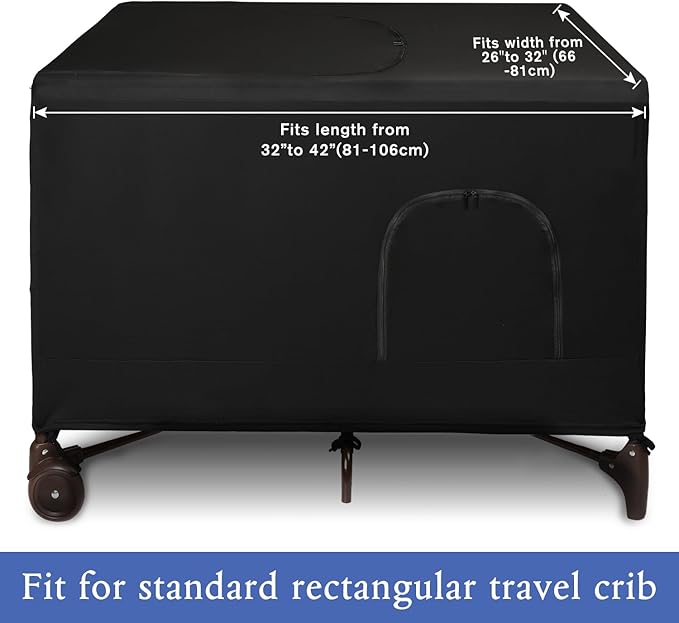 Crib Blackout Cover for Pack N Play - Travel Crib Cover, Breathable Baby Netting Cover/Tent for Indoor or Outdoor Portable Stretchy Blackout Tent, Net Curtains