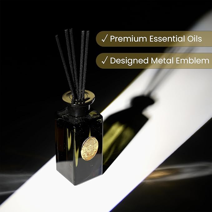 M&SENSE 6.3 oz Large Reed Diffuser Set | Lime Basil Scent Oil Diffuser with Sticks | Hotel Collection Non-Toxic Essential Oil |for Bedroom Bathroom Living Room