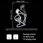 WLHOPE Skull Neon Signs - White LED Skeleton Skull Signs for Wall Decor, Halloween Decor, USB Waving Ghost Neon Light Up Signs for Bedroom, Kid's Room, Bar, Club, Shops, Party Decoration