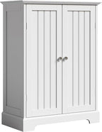 ChooChoo Bathroom Floor Cabinet, Modern Bathroom Storage Cabinet with 2 Doors and Adjustable Shelves, Freestanding Cupboard for Living Room, White