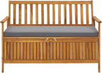 vidaXL Patio Storage Bench 47.2", Solid Acacia Wood, Dark Gray Cushion, Ample Storage Compartment, Rustic Style, Home and Garden Furniture