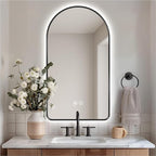 40" x 24" Arched LED Bathroom Mirror, Brushed Black Framed, Backlit Vanity Mirror with Lights, Wall Mounted Lighted Mirror, Dimmable 3-Color Shatter-Proof Arch Smart Mirror, UL-Listed, CRI≥93