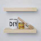 Homeforia Wood Floating Shelf 16 inch, High End Solid Natural Wood 16inch Floating Shelves for Wall Mounted, Unfinished Wooden Small Floating Shelves, Heavy Duty Bracket, 16 X 6.5 X 1.75 in, Set of 2