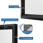 Bathroom Vanity Mirror 48x36 Inch, Matte Black Rectangle Bathroom Mirror, Anti-Rust, 4MM Tempered Glass, Wall-Mounted Mirror, Hangs Horizontally or Vertically for Bathroom & Bedroom