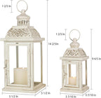 DECORKEY Large Lantern Decorative Outdoor & Indoor, Set of 2 (14’’&10’’) Metal Candle Lanterns Decor, Vintage Hanging Candle Holder for Front Porch Patio Wedding Farmhouse Home, Spring Decoration