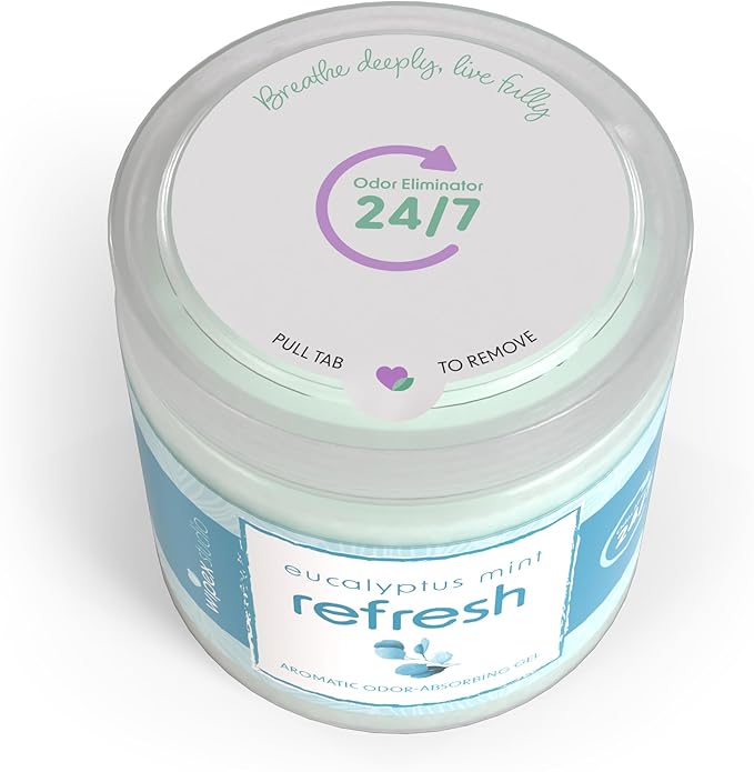 Wipex Odor Eliminator for Home - Eucalyptus & Mint Odor Absorber, 15 Oz Gel Jar, Long-Lasting Freshness, Ideal for Rooms, Offices, and Yoga Studios, Effective Odor Eliminator, 3Pk