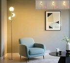 Fiqevs Upgrade Dimmable Floor Lamp, 3 Globe Mid Century Floor Lamps for Living Room with Frosted Glass Shade and 3 LED Bulbs, Vintage Modern Gold Standing Lamp for Bedrooms, Office - Antique Brass