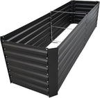 8x2x2FT Metal Raised Garden Bed Kit, Galvanized Outdoor Garden Bed Planter Box for Vegetables, Flowers, Herbs, Succulents and More, Black