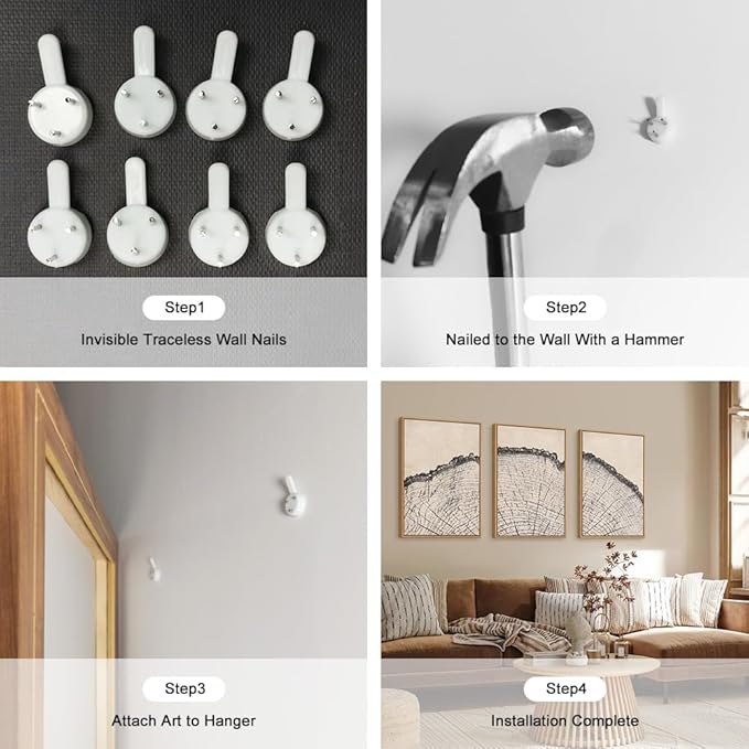 HPINUB Vintage Wood Tree Rings Wall Art Set, Framed Canvas Paintings, Black and White Nature-Inspired Decorative for Modern Home Decor for Living Room, Bedroom, Dining Room, Office- 24"x36"x3