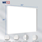 WEER White Bathroom Mirror 55X36 Inch, Rounded Rectangle White Metal Frame Mirror, Matte White Bathroom Vanity Mirror with Tempered Glass, Anti-Rust, Hangs Horizontally or Vertically