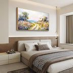 ZUITINGHUA Large Wood Framed Wall Decor For Living Room Canvas Wall Art For Office Modern Wall Decorations For Bedroom Country Road Landscape Painting Farmhouse Pictures Artwork Home Decor 24x48 In