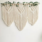 guzhiou large macrame wall hanging - Boho Tapestry Macrame Wall Decor Art- Chic Bohemian Handmade Woven Tapestry Home Decoration for Bedroom Living Room Apartment Wedding Party - 43"x32" (with Ivy)