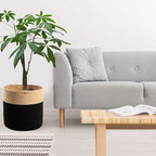 Woven Cotton Rope Plant Basket for 10" Flower Pot Floor Indoor Planters Flower Pot, Home Decor Storage Organizer H11 x W11 Black&Brown