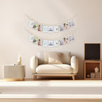 2PCS Boho Hanging Photo Display with Clips - Wooden Bead Garland String,Photo Collage Holder for Dorm,Cubicle & Teen Girl Room Decor,Picture Wall Banner with Clips for Bedroom Office Decorations