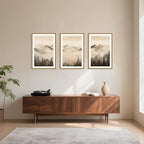 Celestdeco Nature Misty Forest Framed Canvas Wall Art Set, Foggy Landscape Wall Decor, Watercolor Pine Tree Wall Painting, Large Mountains Art Print for Living Room, Bedroom, Office - 24"X36"X3