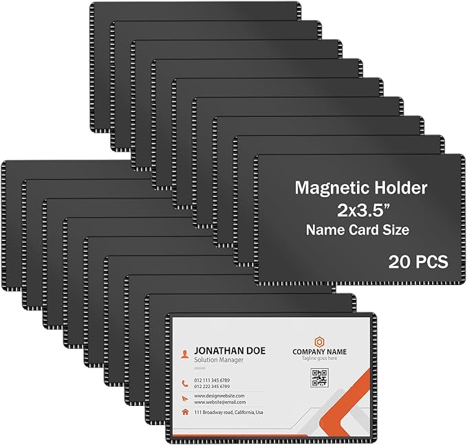 Magnetic Business Card Holder 2x3.5",Name Card Magnet,Labeling Metal Cabinet,Sign Magnet Sticker on Locker,20 Pack