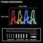 Rock Band Neon Sign Four People Walking Neon Lights for Bedroom Music LED Sign Abbey Road Wall Art Light Up Sign for Game Room Man Cave Decor Rock Music Fans Gifts