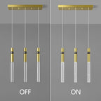 3 Light Pendant Lighting Dining Room Light Fixture Dimmable LED Modern Gold Pendant Light with Bubble Crystal Pendant Lights Kitchen Island