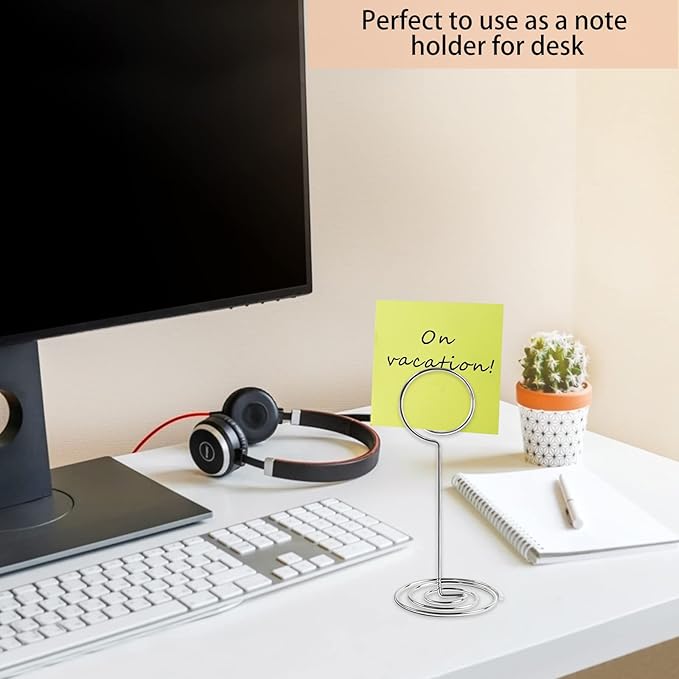 26 PCS Table Number Holder - Table Card Holder Stand Wire Photo Holder with 26 Pcs Floral Table Number Cards, Place Card Holder Stand for Weddings Party Office Paper Memo Menu Note Clips